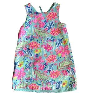 Tommy Bahama Girls dress sundress blue pink SZ 6 lined zip back sleeveless